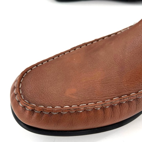 Ecco Loafers Latex Sole Brown Leather Slip On Moc Toe Comfort Mens - Picture 6 of 9